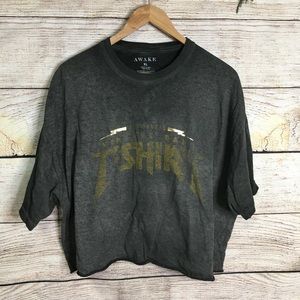 Awake Grey semi cropped vintage band tee